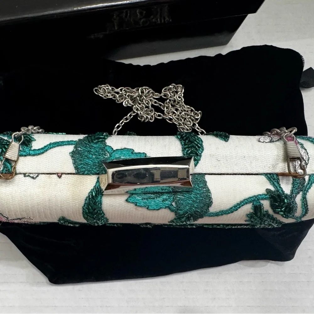 Tadashi Shoji Emerald Floral Beaded Clutch - 2017 Dillard's - Full Set w/ Box